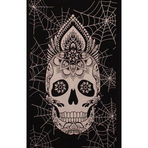 Black + White Web Skull Tapestry 52x80" by Zest For Life